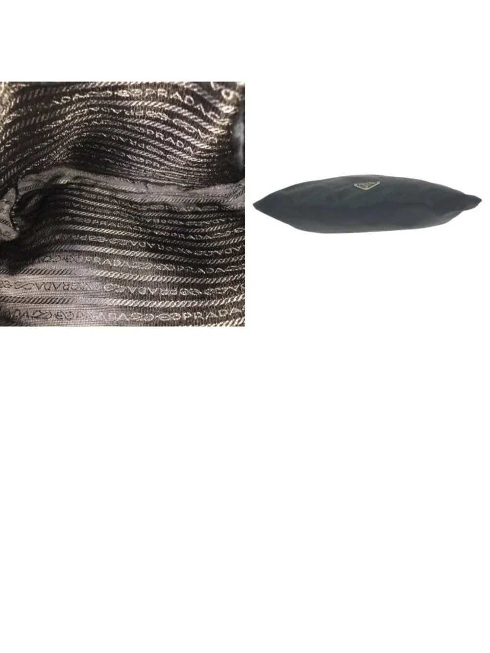 Prada Tessuto Black Silver Nylon Leather Shoulder